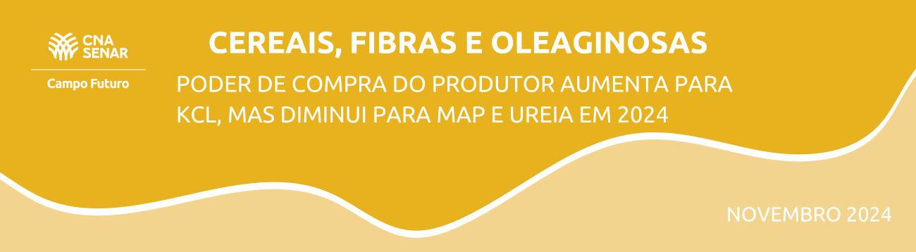 Poder de compra do produtor aumenta para KCL, mas diminui para MAP E UREIA em 2024