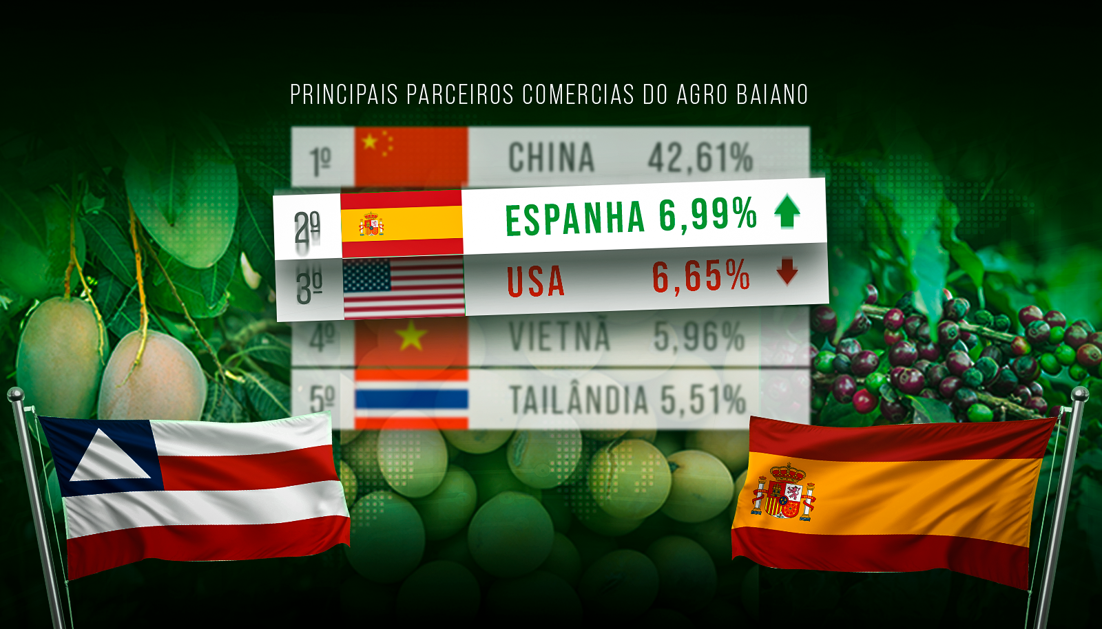 EUA é ultrapassado por Espanha como segundo destino do agro baiano em julho