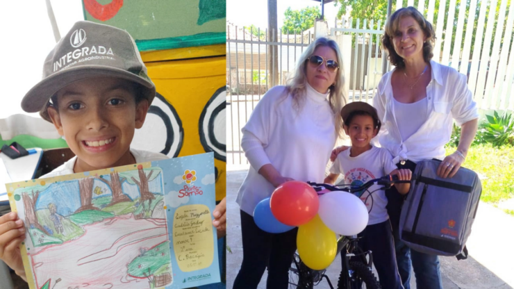 Com desenho especial, aluno levou o primeiro lugar do concurso e ganhou uma bicicleta