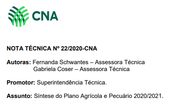 Síntese do Plano Agrícola e Pecuário 2020/2021